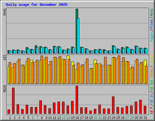 Daily usage for December 2025